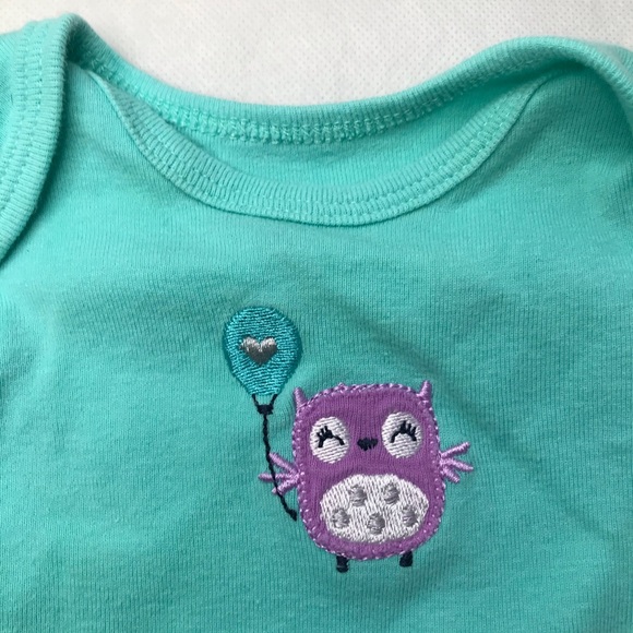 5/$25 PEKKLE teal body suit with owl detail - Picture 2 of 3